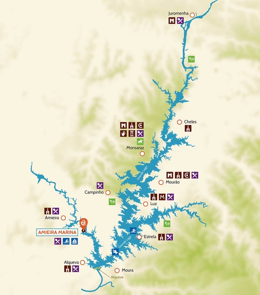 Karte des Grande Lago mit Amieira Marina