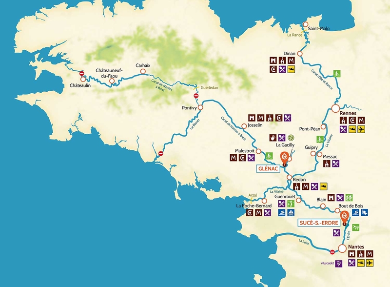 Karte der Bretagne für Hausbootferien
