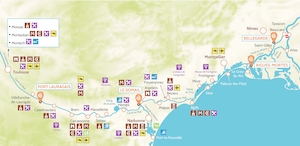 Karte der Midi-Region in Frankreich für Hausbootferien